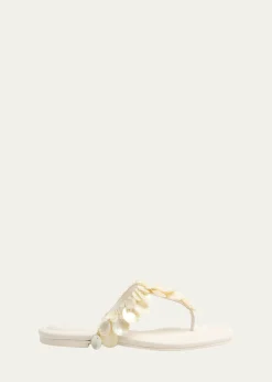 SIMKHAIElin Shell Leather Thong Sandals