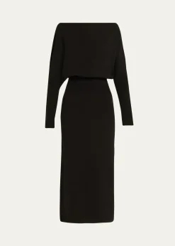 SIMKHAIJanese Off-Shoulder Wool Midi Dress