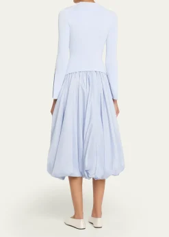 SIMKHAIKenlie Long-Sleeve Bubble Midi Dress