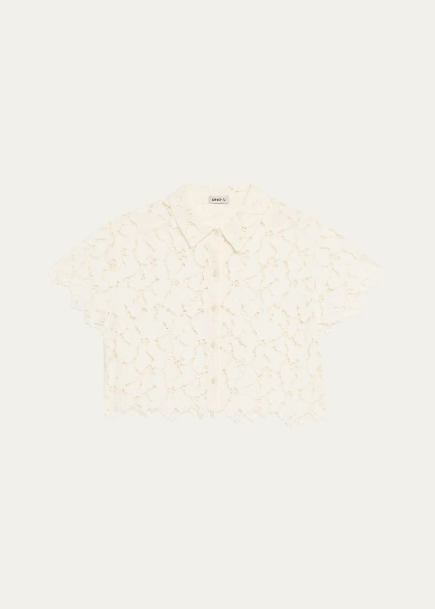 SIMKHAIMarjorie Short-Sleeve Lace Camp Shirt