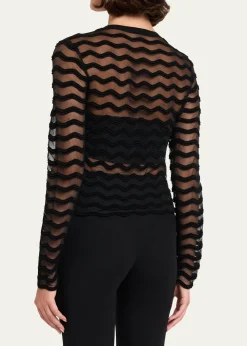 SIMKHAIMaxime Sheer Wavy Knit Cardigan