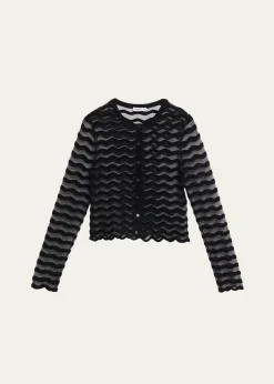 SIMKHAIMaxime Sheer Wavy Knit Cardigan