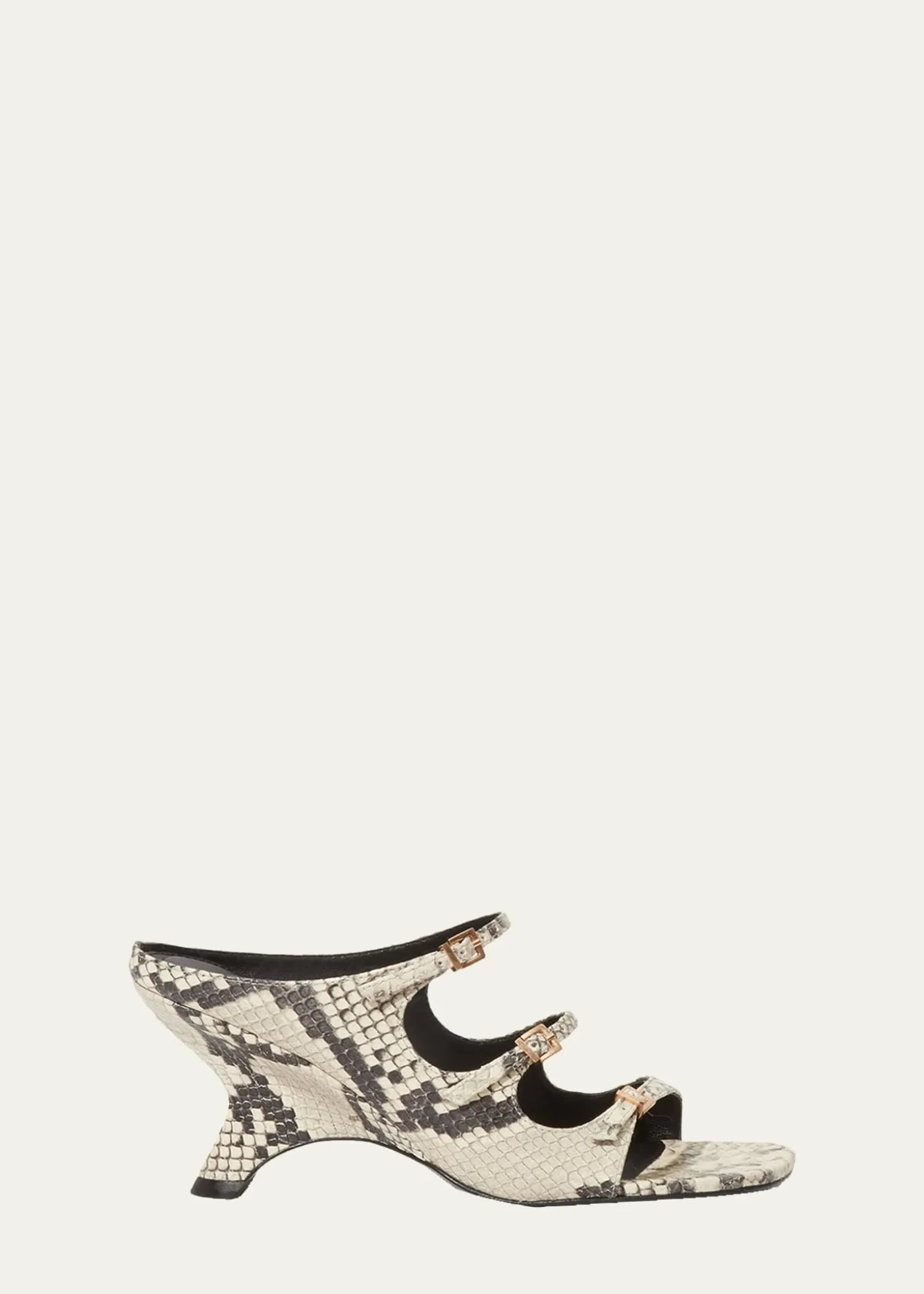 SIMKHAIRiver Snake-Printed Leather Buckle Mules