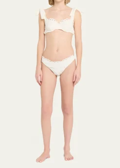 SIMKHAISofie Embroidered Tie-Strap Bikini Top