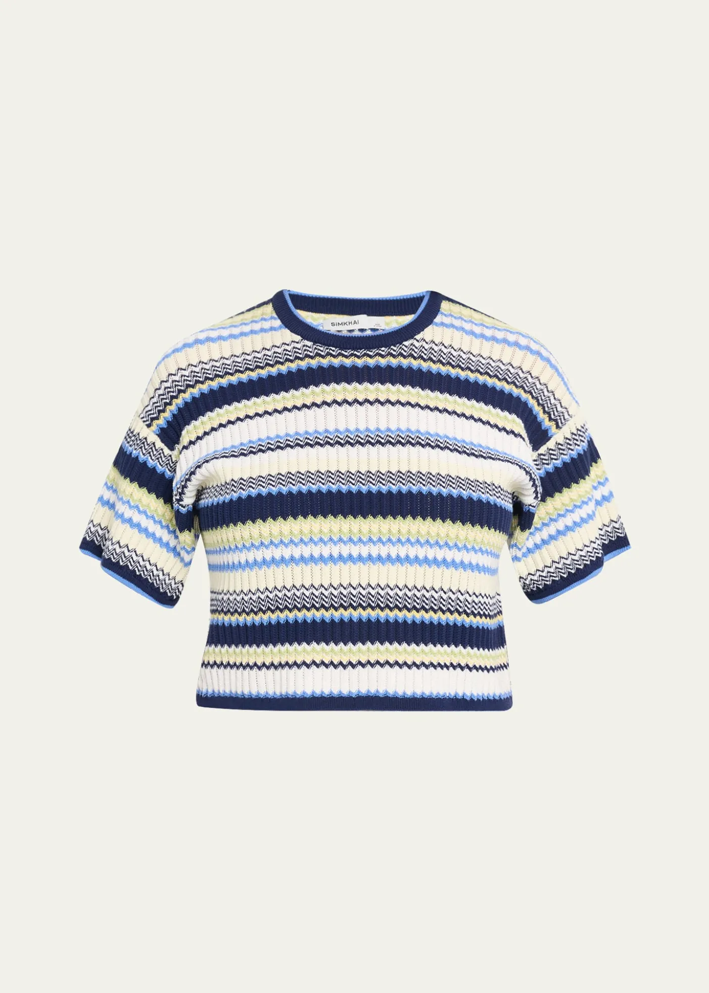 SIMKHAITenley Short-Sleeve Knit Crop Top
