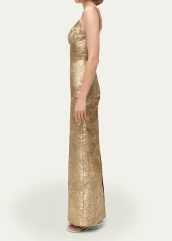 SIMKHAIViella Sleeveless Metallic Jacquard Column Gown