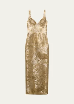 SIMKHAIViella Sleeveless Metallic Jacquard Column Gown