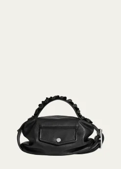 Simone RochaBiker Mini Ruffle-Trim Leather Top-Handle Bag