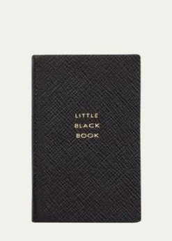 Smythson"Little Black Book" Wafer Fashion Address Book in Panama Leather