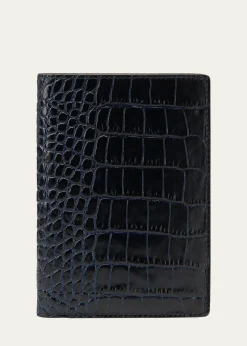 SmythsonMara Croc-Embossed Leather Passport Holder