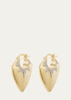 Sorellina18K Yellow Gold Guitar Pick Earrings with Diamonds