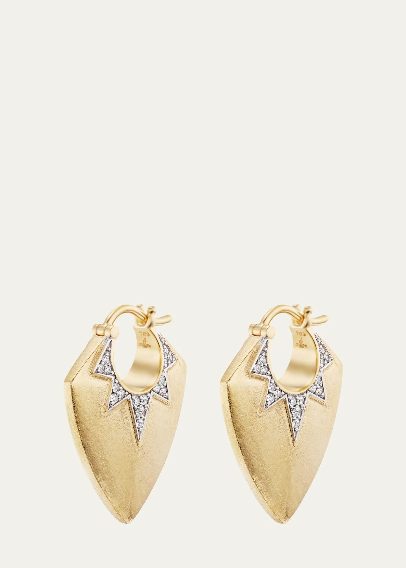 Sorellina18K Yellow Gold Guitar Pick Earrings with Diamonds