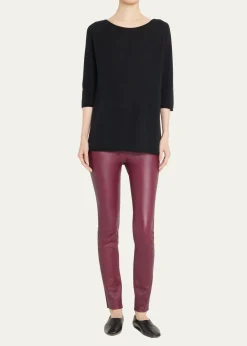 SPRWMNHigh-Waist Flare-Leg Cropped Leather Leggings