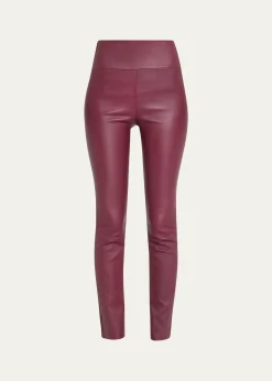 SPRWMNHigh-Waist Flare-Leg Cropped Leather Leggings