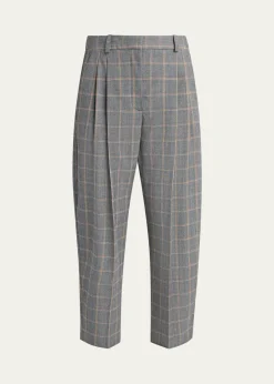 Stella McCartneyCheck Tapered Barrel-Leg Crop Trousers