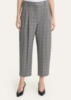 Stella McCartneyCheck Tapered Barrel-Leg Crop Trousers