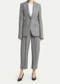Stella McCartneyCheck Tapered Barrel-Leg Crop Trousers