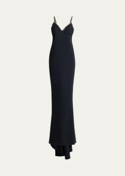 Stella McCartneyEmbellished V-Neck Trumpet Gown