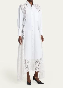 Stella McCartneyLace-Paneled Poplin Midi Shirtdress
