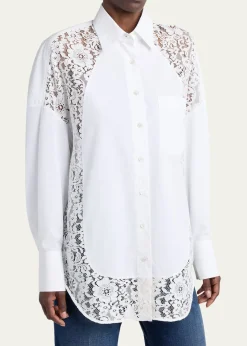 Stella McCartneyLace-Paneled Poplin Button-Down Shirt