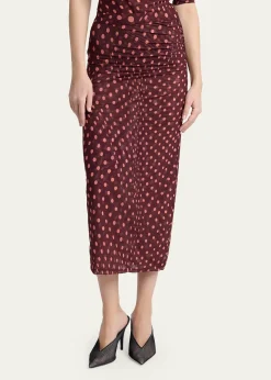 Stella McCartneyPolka Dot Mesh Ruched Midi Skirt