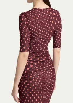 Stella McCartneyPolka Dot Mesh Elbow-Sleeve Top