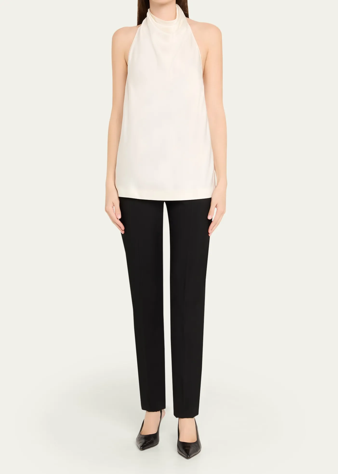 Stella McCartneySatin Backless Cowl Halter Top