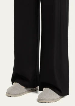 Stuart WeitzmanChrystie Shearling-Lined Flannel Mules