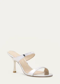 Stuart WeitzmanNudist Metallic Leather Slide Sandals
