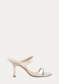 Stuart WeitzmanNudist Metallic Leather Slide Sandals