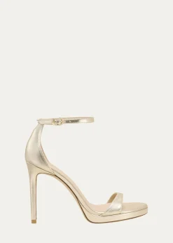 Stuart WeitzmanNudist Metallic Ankle-Wrap Platform Sandals