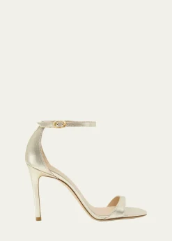 Stuart WeitzmanNudist Metallic Ankle-Strap Sandals
