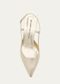 Stuart WeitzmanVinnie Metallic Kitten Slingback Pumps
