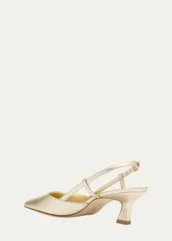 Stuart WeitzmanVinnie Metallic Kitten Slingback Pumps