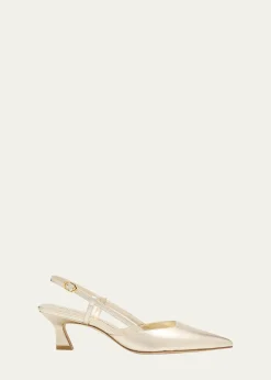 Stuart WeitzmanVinnie Metallic Kitten Slingback Pumps