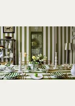 SUMMERILL & BISHOPAvocado Green Stripe Tablecloth, 65" x 98"