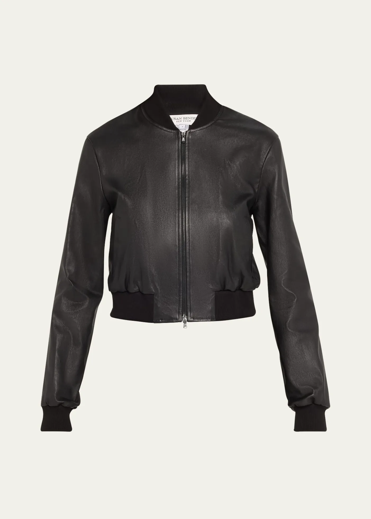 Susan BenderStretch Lambskin Leather Bomber Jacket