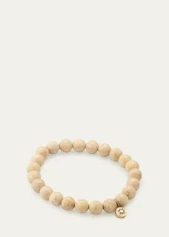 Sydney Evan14k Cream Jasper and Fluted Brown Diamond Charm Bracelet