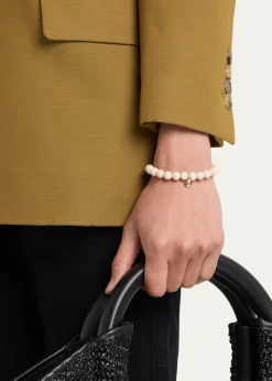 Sydney Evan14k Cream Jasper and Fluted Brown Diamond Charm Bracelet