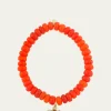 Sydney Evan14K Diamond and Sapphire Plumeria on Orange Opal Bracelet