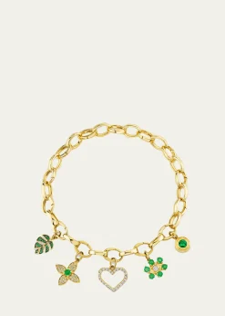 Sydney Evan14K Diamond and Emerald Multi Charm Bracelet