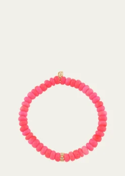 Sydney Evan14K Diamond Daisy Rondelle on Pink Opal Bracelet