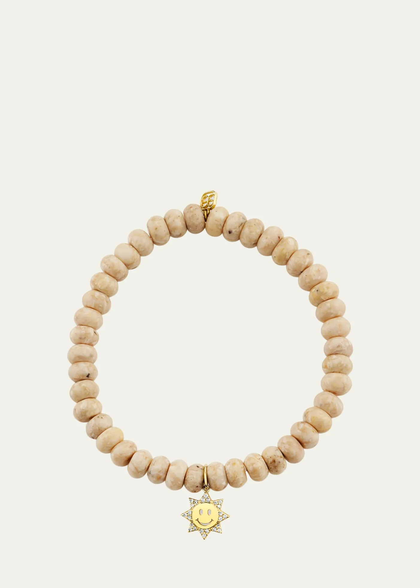 Sydney Evan14K Diamond Happy Sun on Jasper Stretch Bracelet