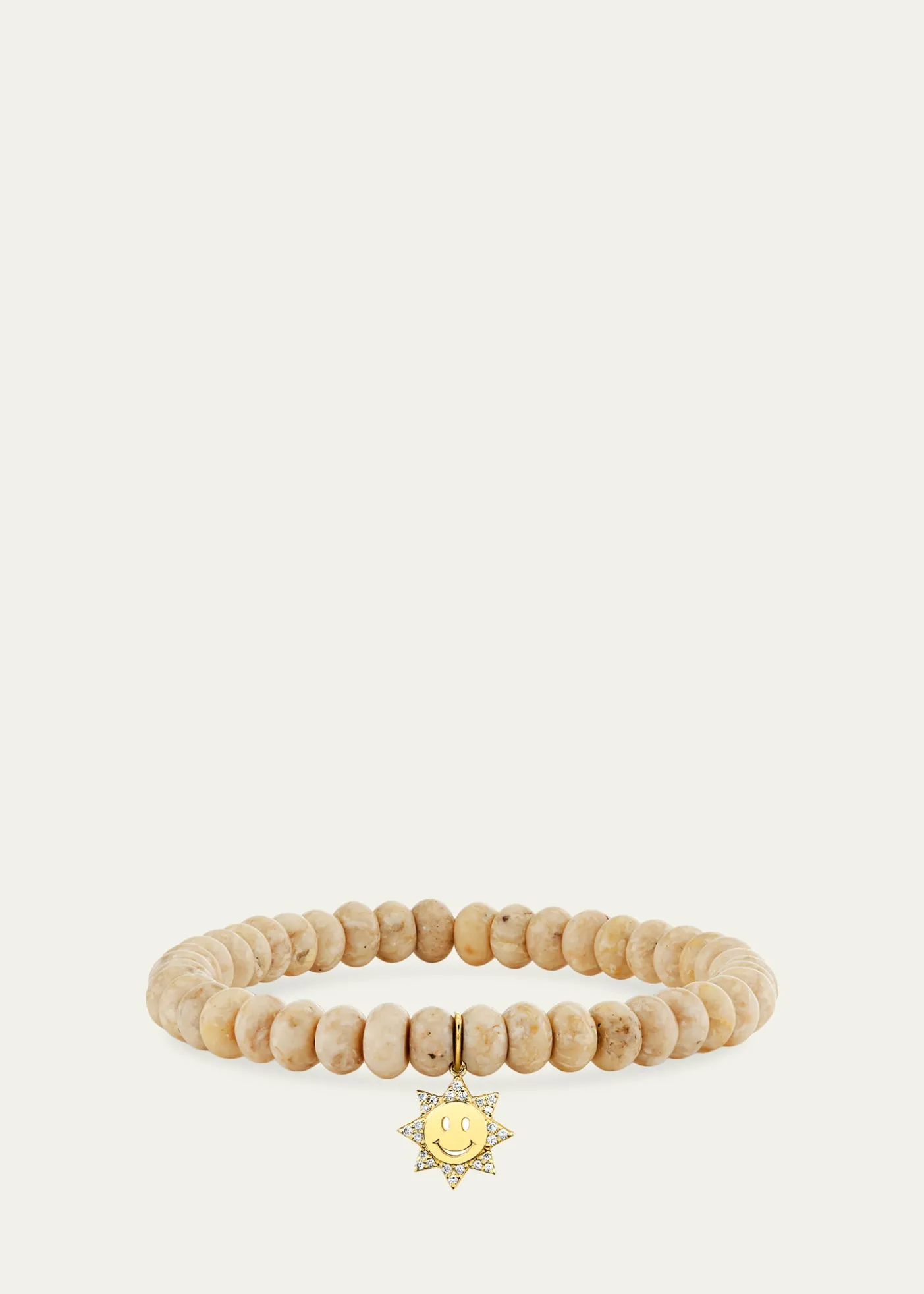 Sydney Evan14K Diamond Happy Sun on Jasper Stretch Bracelet