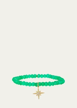 Sydney Evan14K Diamond Pave Starburst on Green Onyx Bracelet