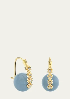 Sydney Evan14K Diamond Tiny Daisy on Agate Earrings, 10mm