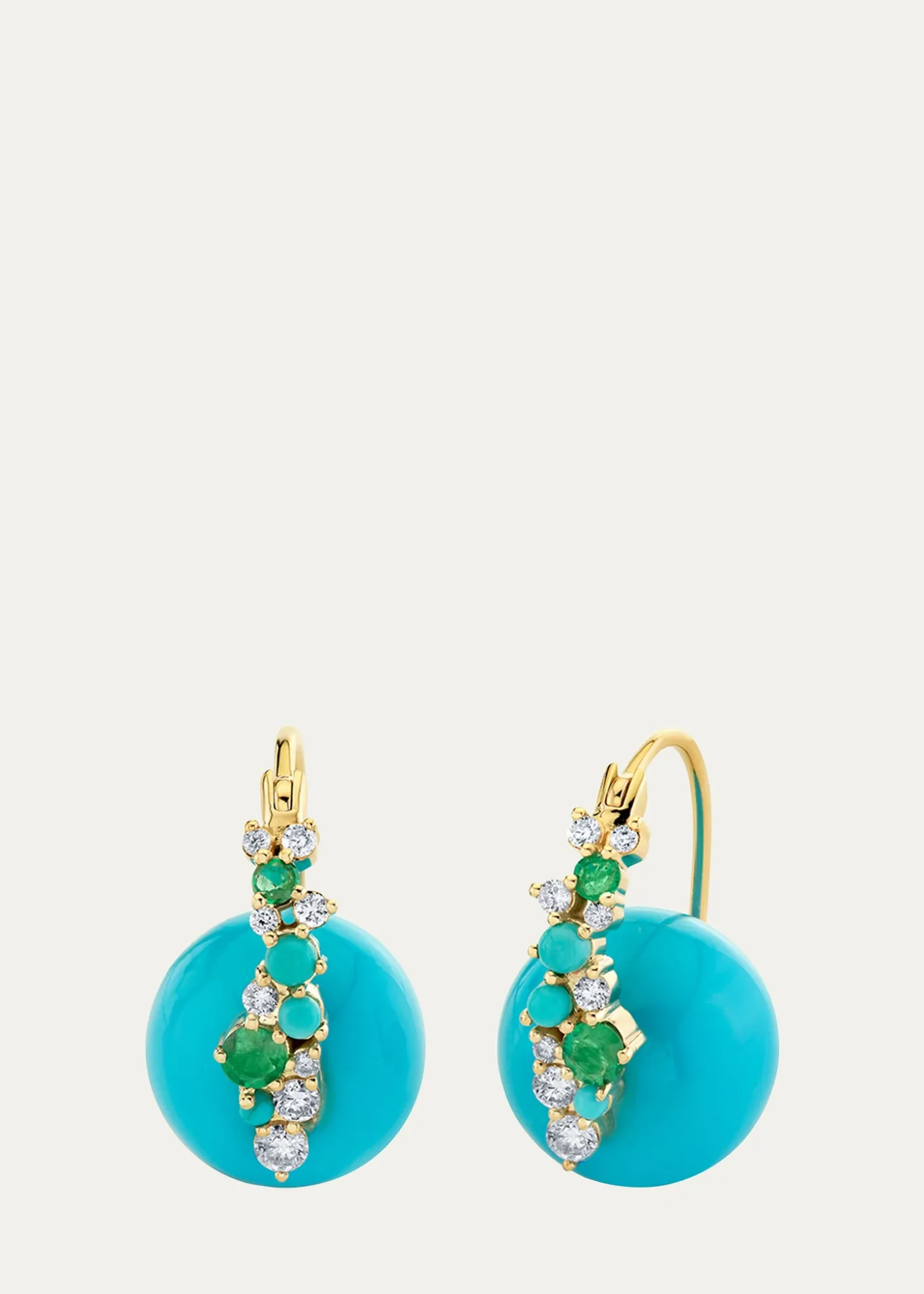 Sydney Evan14K Diamonds and Emeralds on Turquoise Bead Earrings