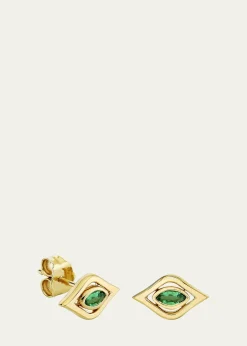 Sydney Evan14K Emerald Fluted Evil Eye Stud Earrings