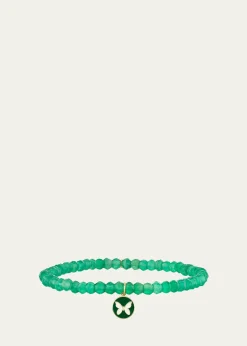 Sydney Evan14K Enamel Butterfly on Green Onyx Bracelet
