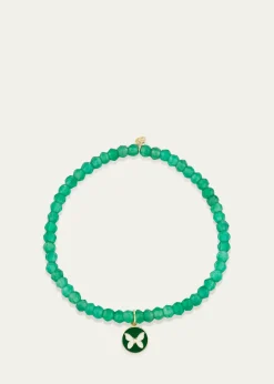 Sydney Evan14K Enamel Butterfly on Green Onyx Bracelet